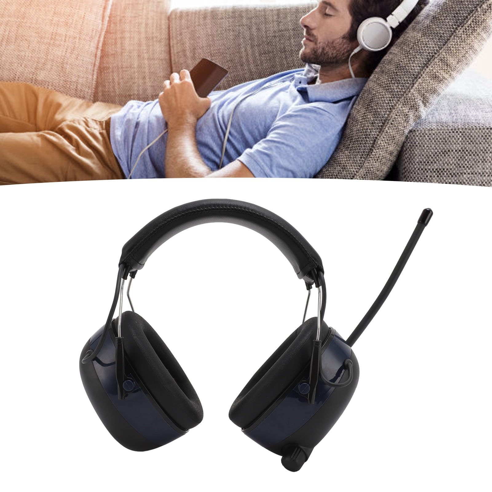 Auriculares con Protección Auditiva, Orejeras Electrónicas SNR, Reducción de Ruido de 30dB con Cable de Sonido de 3,5 Mm para Jardinería (BLUE)