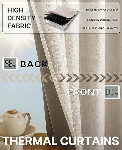 Miniatura 5 de Cortinas 100% opacas para dormitorio, con aislamiento térmico, cortinas de ventana para oscurecer la habitación, 84 pulgadas (7 pies), 2 paneles,
