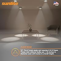 Vista 6 de Sunlite Bombilla halógena 40712 MR16, 35 vatios, inundación de 38°, 120 voltios, vida útil de 2000 horas, regulable, base GU10, protector