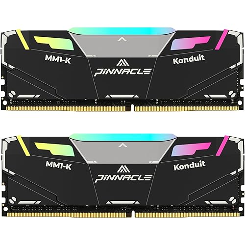 Timetec Pinnacle Konduit RGB DDR4 3200MHz PC4-25600 CL16-18-18-38 XMP2.0 Overclocking 1.35V Compatible for AMD and Intel Desktop Gaming PC Memory Module RAM (RGB Black, 16GB KIT(2x8GB))