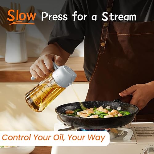 Miniatura 35 de TrendPlain Pulverizador de aceite de oliva de vidrio de 16 oz/15.9 fl oz para cocinar, botella dispensadora de aceite de oliva 2 en 1 para Negro