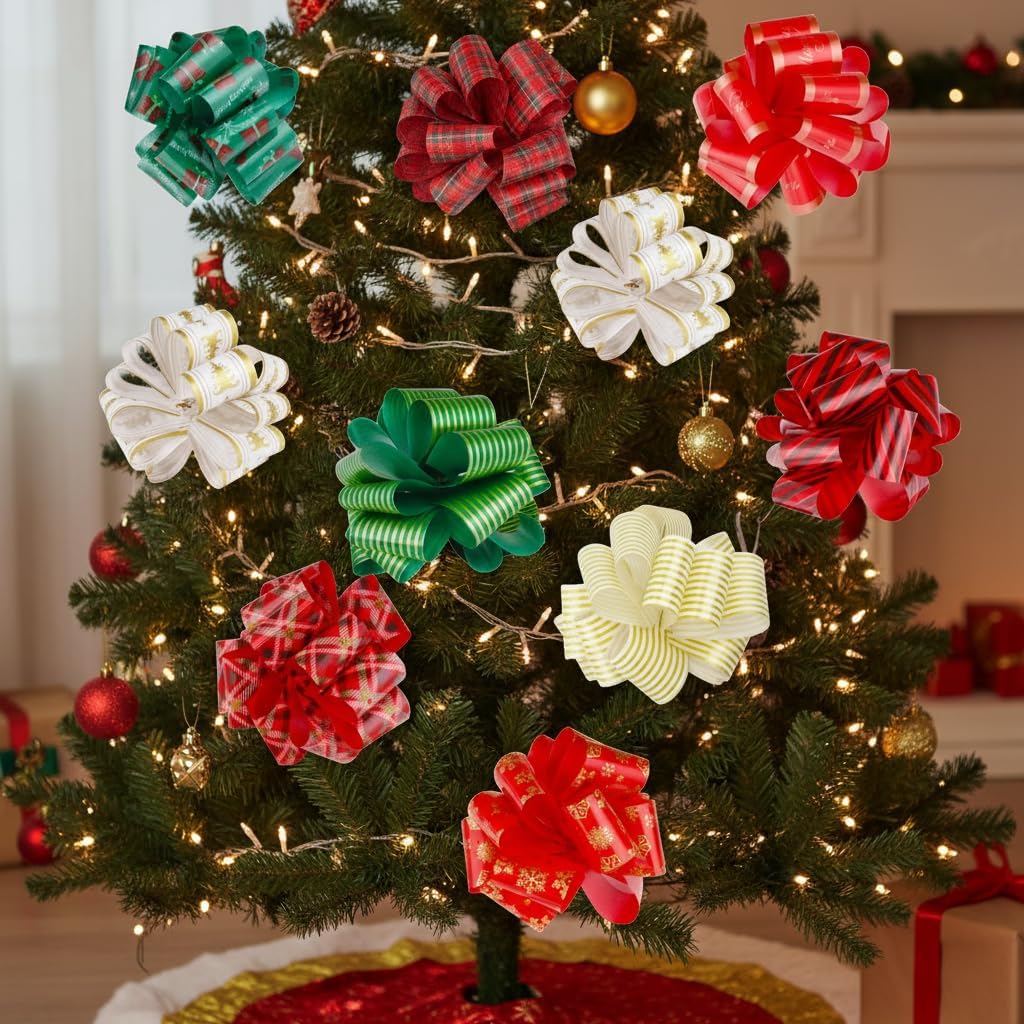 ONTODEX 27PCS Christmas Gift Wrap Bows for Presents, Xmas Pull Bows Easy and Fast Ribbons Gift Wrapping Accessory Holiday Decoration - Image 8