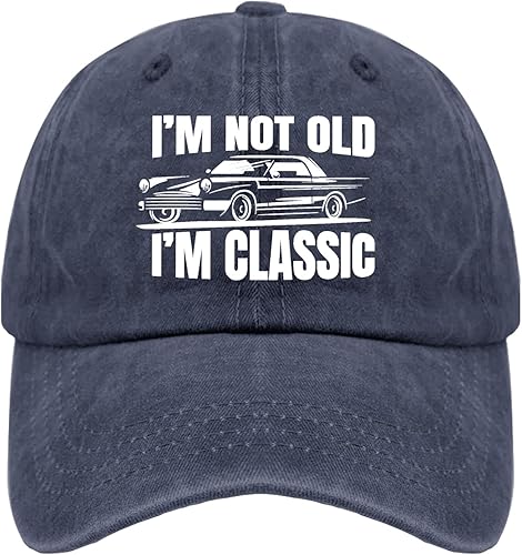 Sombrero de regalo de cumpleaños de jubilación, con texto en inglés "I'm not Old I'm Classic Dad", para hombre, sombrero de mezclilla vintage
