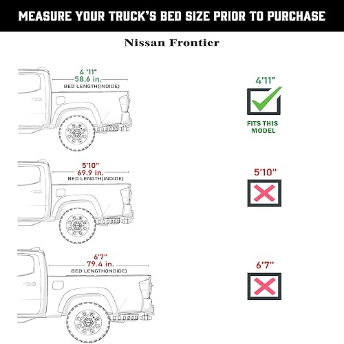 Miniatura 2 de funda rígida plegable para cama de camión |THTF033| Compatible con Nissan Frontier 2005-2026, cama de 5 pies (60")
