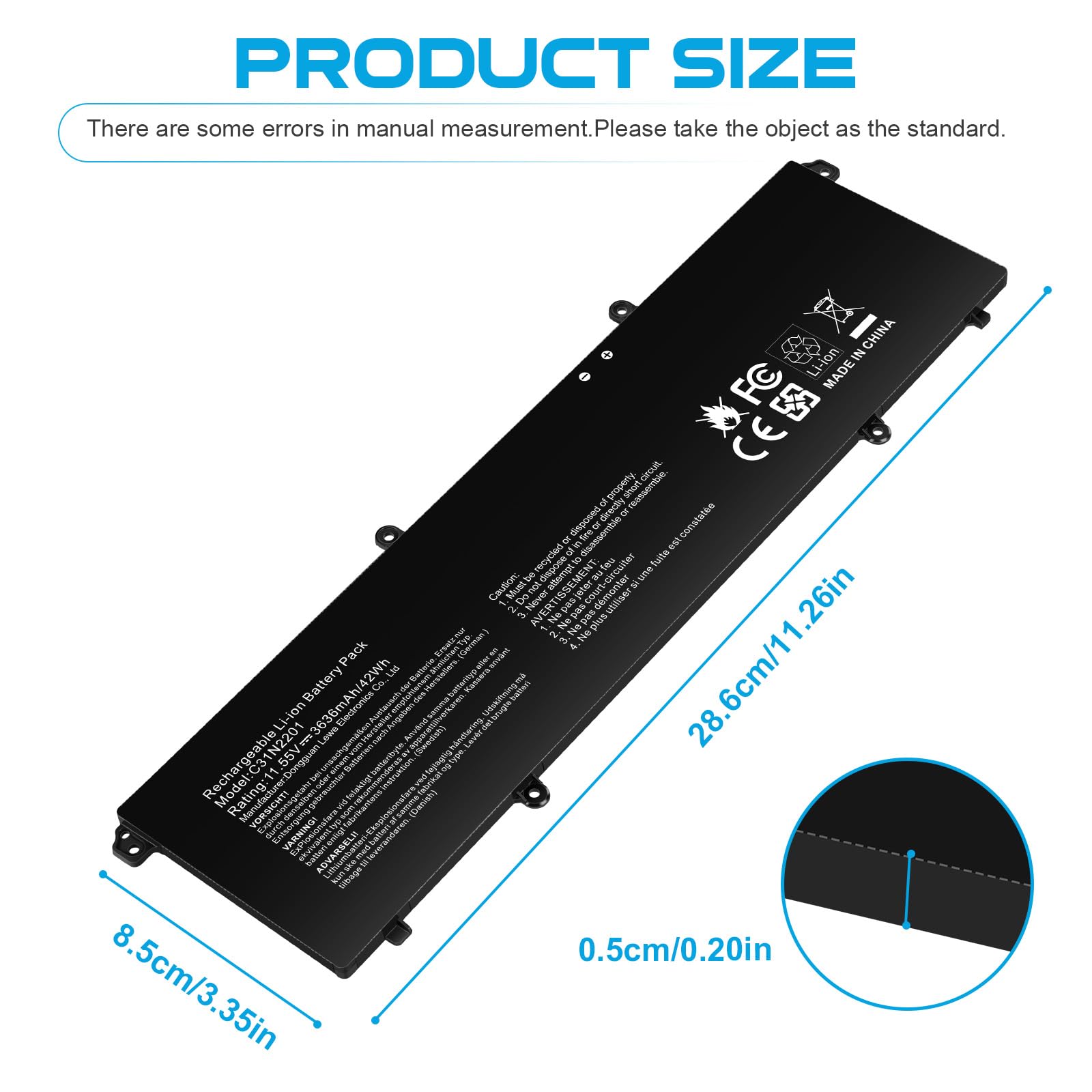 ASUNCELL 11.55V/42Wh C31N2201 Batterie d'ordinateur Portable pour ASUS Vivobook 15 X1504VA X1504ZA, VivoBook 16 S1605PA, Vivobook Go 15 E1504FA E1504GA Series, Vivobook 14 OLED X1405VA Series
