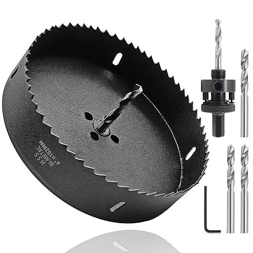 Jiozermi Sierra de agujero de 4 pulgadas, sierra de agujero bimetálica HSS de 4.016 in, herramienta de perforación de sierra de profundidad de corte