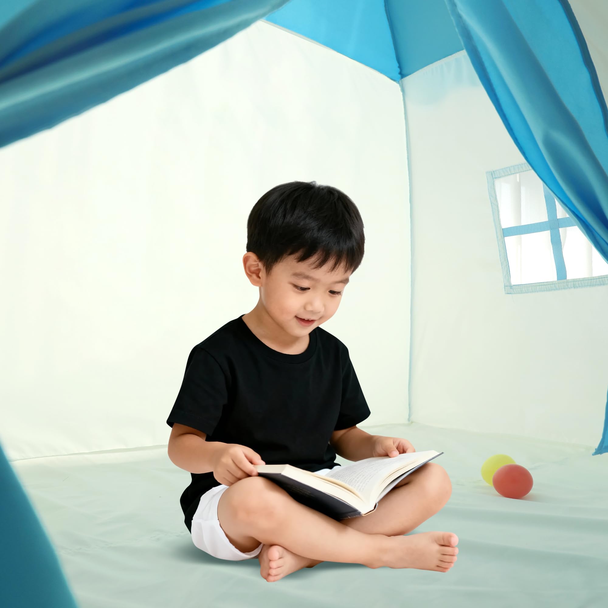 Tienda de campaña de tela Oxford 210D para niños, incluye luces de estrellas y estuche de transporte, castillo interior para niños, niños pequeños, 39 pulgadas de profundidad x 51 3