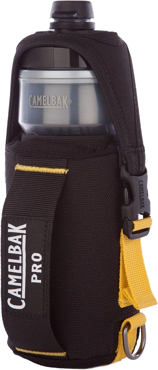 Professional Insulated 21 OZ. Bottle with Rugged Poly Canvas Holder, Metal Belt Clip and Adjustable Straps