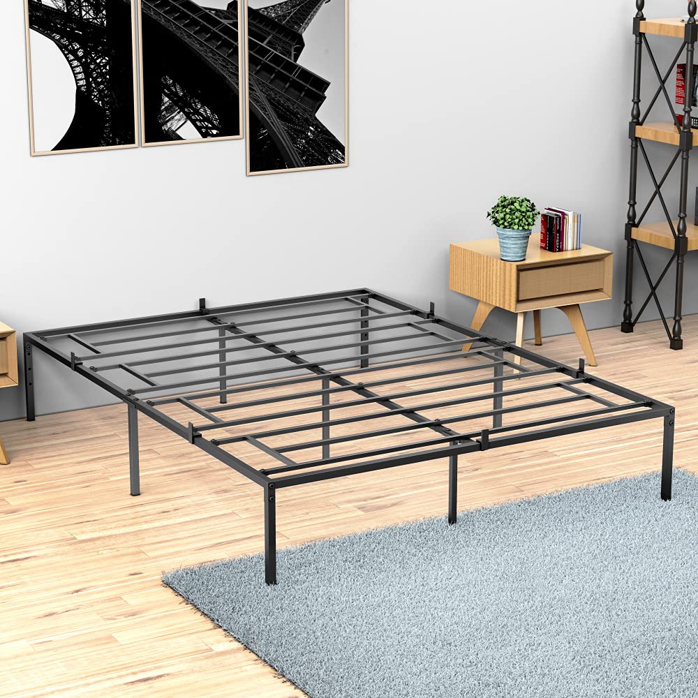 ROWEQPP Queen Metal Bed Frame, Platform Bed Frame with Steel Slat Support Heavy Duty Frame, No Box Spring Needed, Easy Assembly  (H),Queen Size,One Size,bedfr01