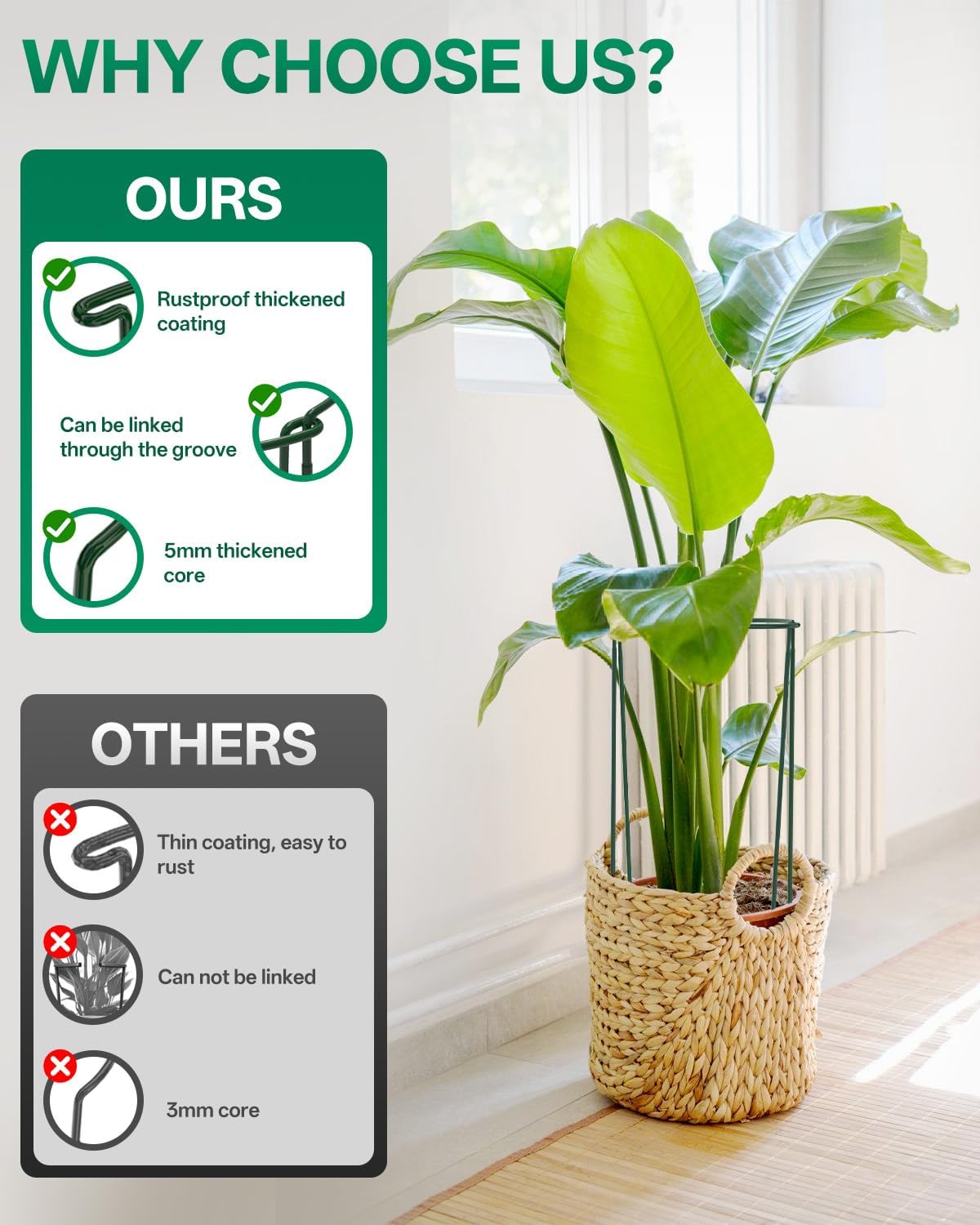 Breeze Touch 16 Pack Plant Support Stakes, 16 Inch Plant Stakes for Outdoor Plants, Peony Cage with 15 Pcs Green Lables, Peony Cages and Supports, Peonies Support Cages Flower Stakes for Plants