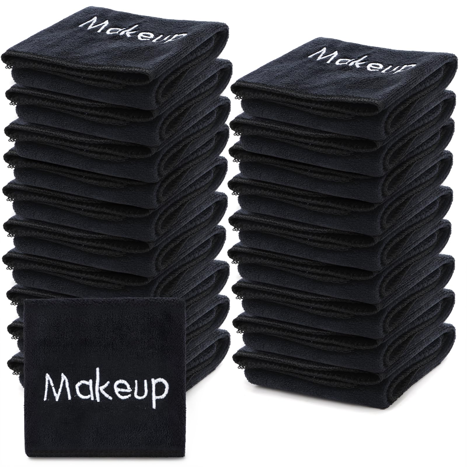 DEAYOU 20 Pack Makeup Towels Black, Soft Microfiber Washcloths for Face, Quick Dry Makeup Remover Cloth, Reusable Facial Towels for Cleansing Hand, Hosts, Women, Skin Care, Bathroom, 13" x 13"