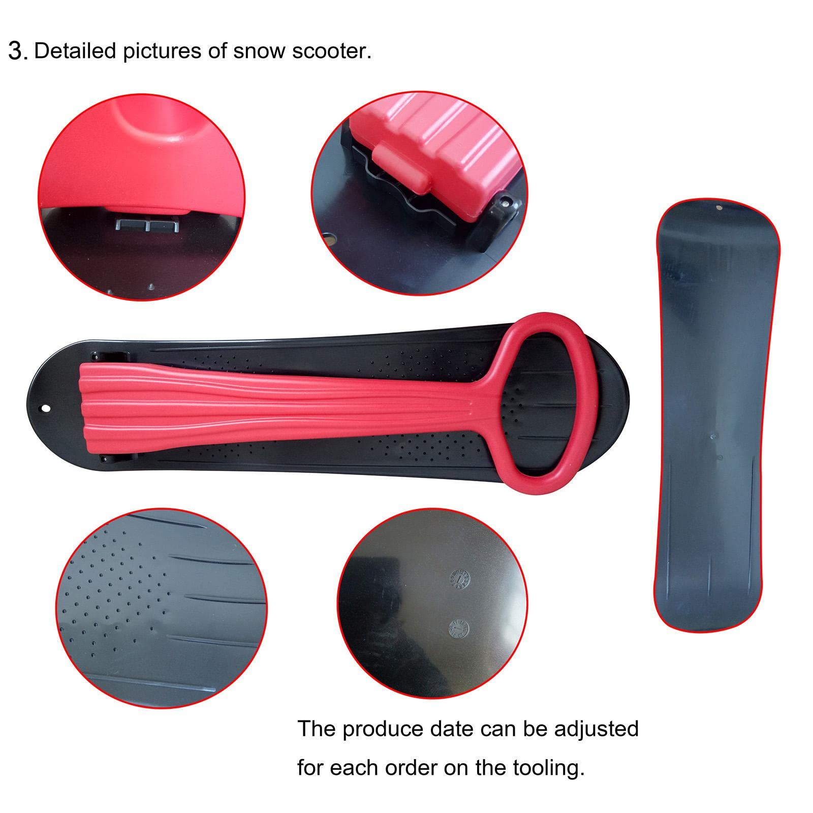 Luge Neige Enfant Traîneau Ski Toboggan Sled Pliante en PETG Stable avec Poignées Ergonomiques Adaptée Aux Jeux de Famille Neige Cadeau