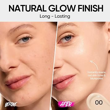 SKINTIFIC Cover Glow Perfect Cushion Foundation Natural Radiant Finish, Medium-to-High Buildable Coverage, Hydrating Peptide Complex, Lightweight for Dry & Combination Skin, #00 Porcelain