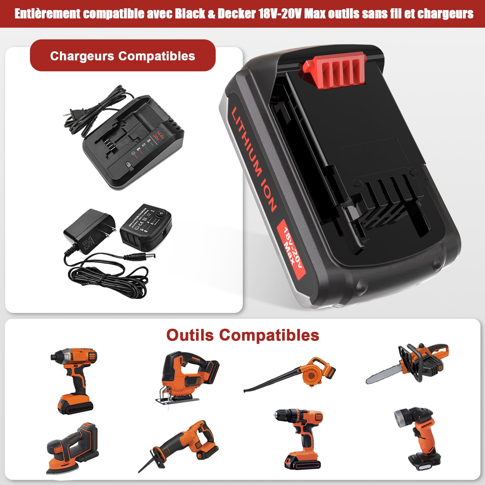 JYJZPB 2X Batterie de Remplacement pour Black & Decker 18V BL1518