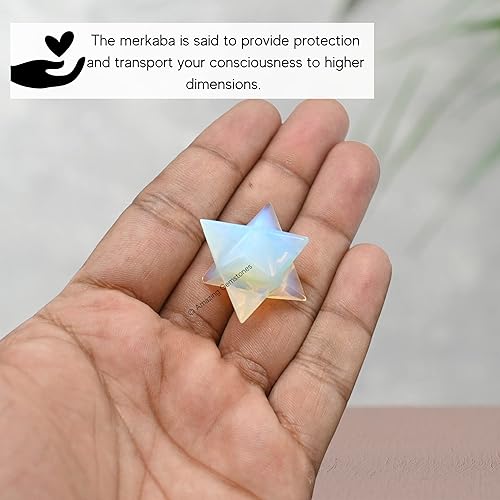 Miniatura 415 de Amazing Gemstone Larvikite Merkaba Crystal – Estrella de Merkaba metafísica de 1 pulgada para meditación – Cristal tetraedro energético y piedras