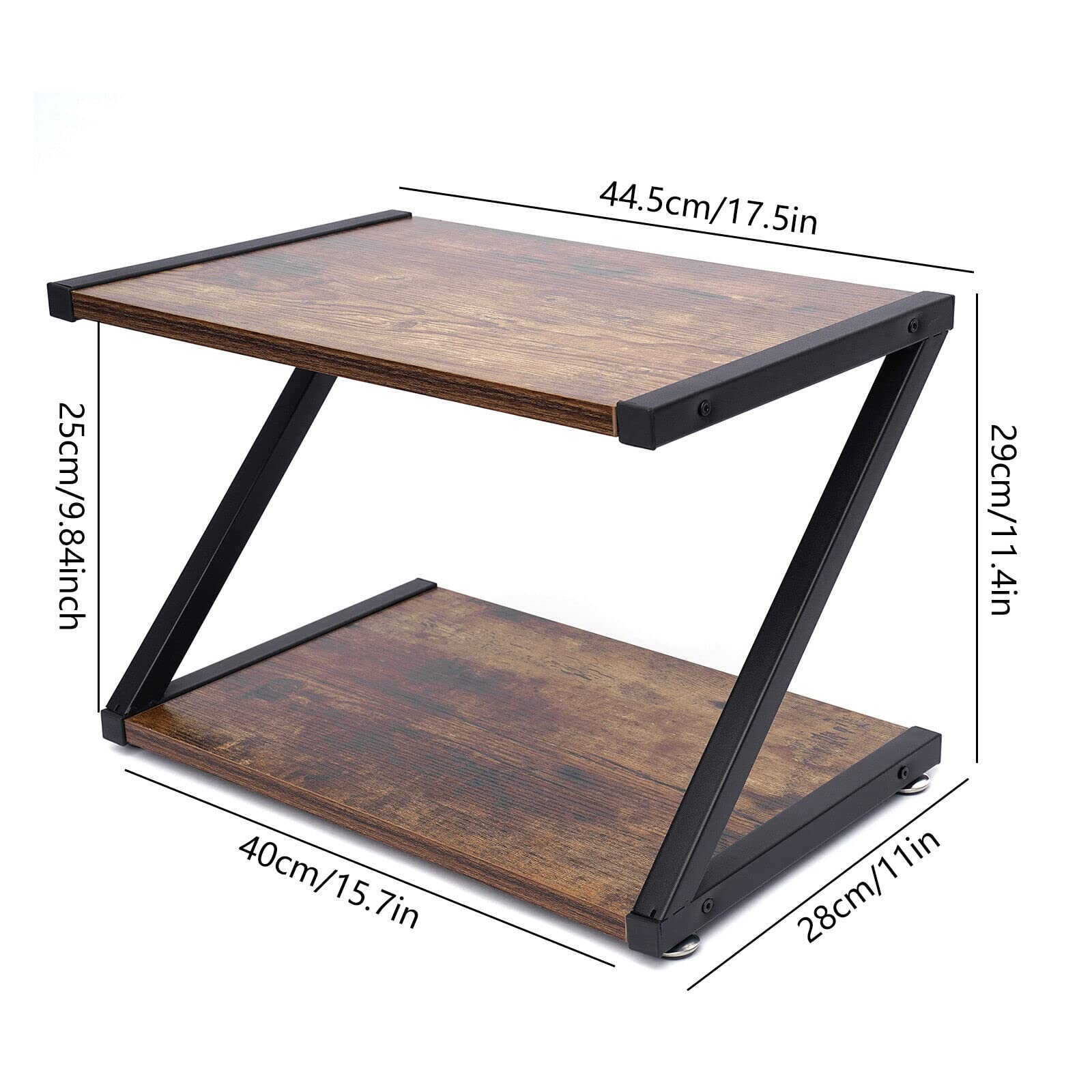 Supporto per stampante, da scrivania, in legno, per stampante a 2 ripiani, per fax, libri, scanner, fotocopiatrice, scanner