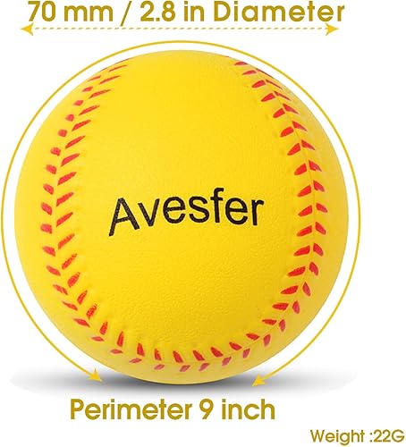 Miniatura 2 de Avesfer Pelotas de béisbol de espuma, paquete de 12 pelotas de béisbol suaves de práctica de 9 pulgadas con bolsa de malla para niños, jóvenes y