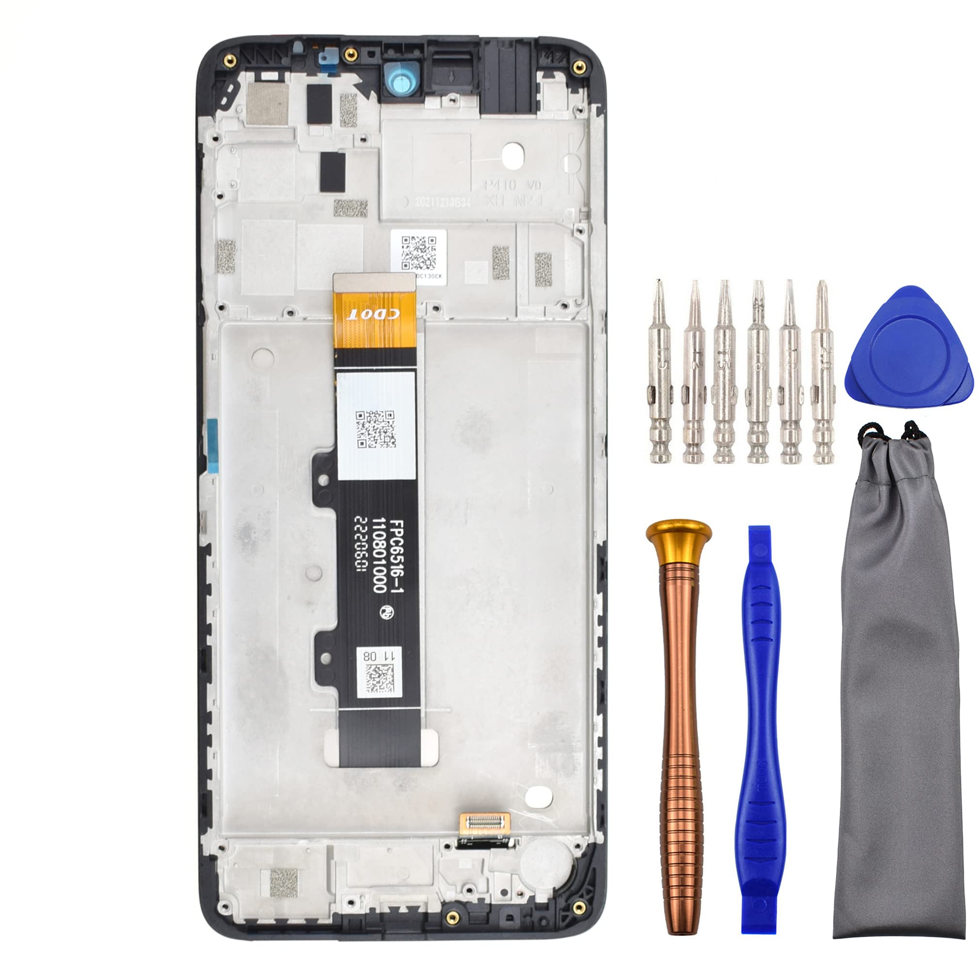 Complete Screen LCD Digitizer Touch Assembly Replacement for Motorola Moto G22 XT2231-2 with ToolKit and screen frame Black 6.5
