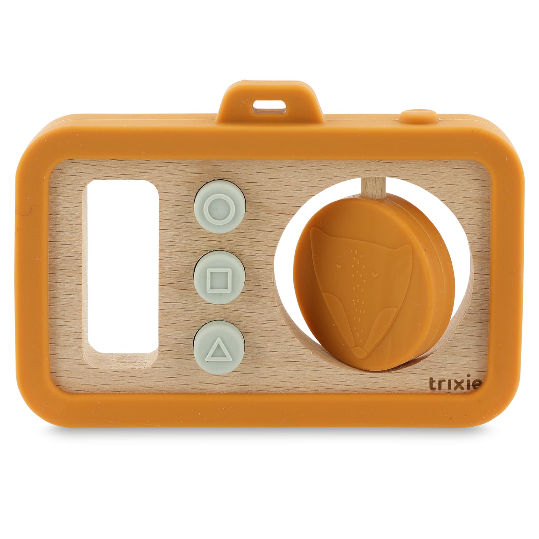 Trixie Wooden & Silicone Baby Camera - Mr. Fox | Sensory Activity Toy for Babies & Toddlers | Safe & Durable | Imaginative Play