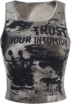 SOLY HUX Women's Graphic Tank Tops Y2k Gothic Scoop Neck