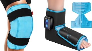 Comfytemp 3D Knee Ice Pack & Compression Ankle Ice Pack Wrap, Gel Hot Cold Therapy, FSA HSA Eligible, After Surgery Get Well Gift