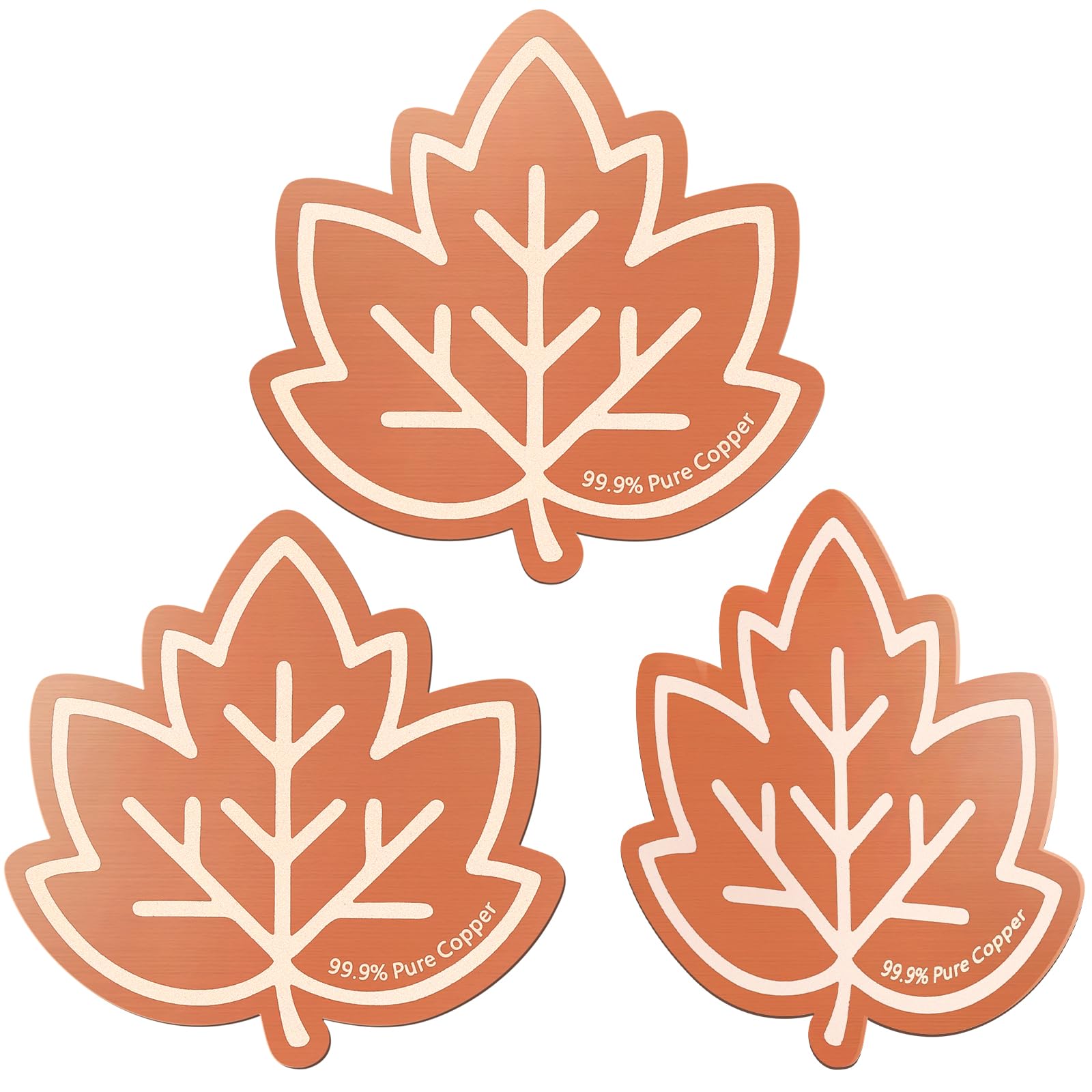 3Pcs Bird Bath Copper Purification Disk 99.99% Pure Copper Water Cleaning Discs 0.6mm Physical Clean Water for All-Season Universal Natural Fit for Outdoor Birdbaths Bowls Garden Fountain(Maple Leaf)
