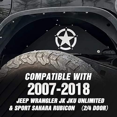 Vista 2 de Protectores de guardabarros interiores traseros compatibles con Wrangler JK y JKU Unlimited Sport Sahara Rubicon 2007-2018, protectores de barro