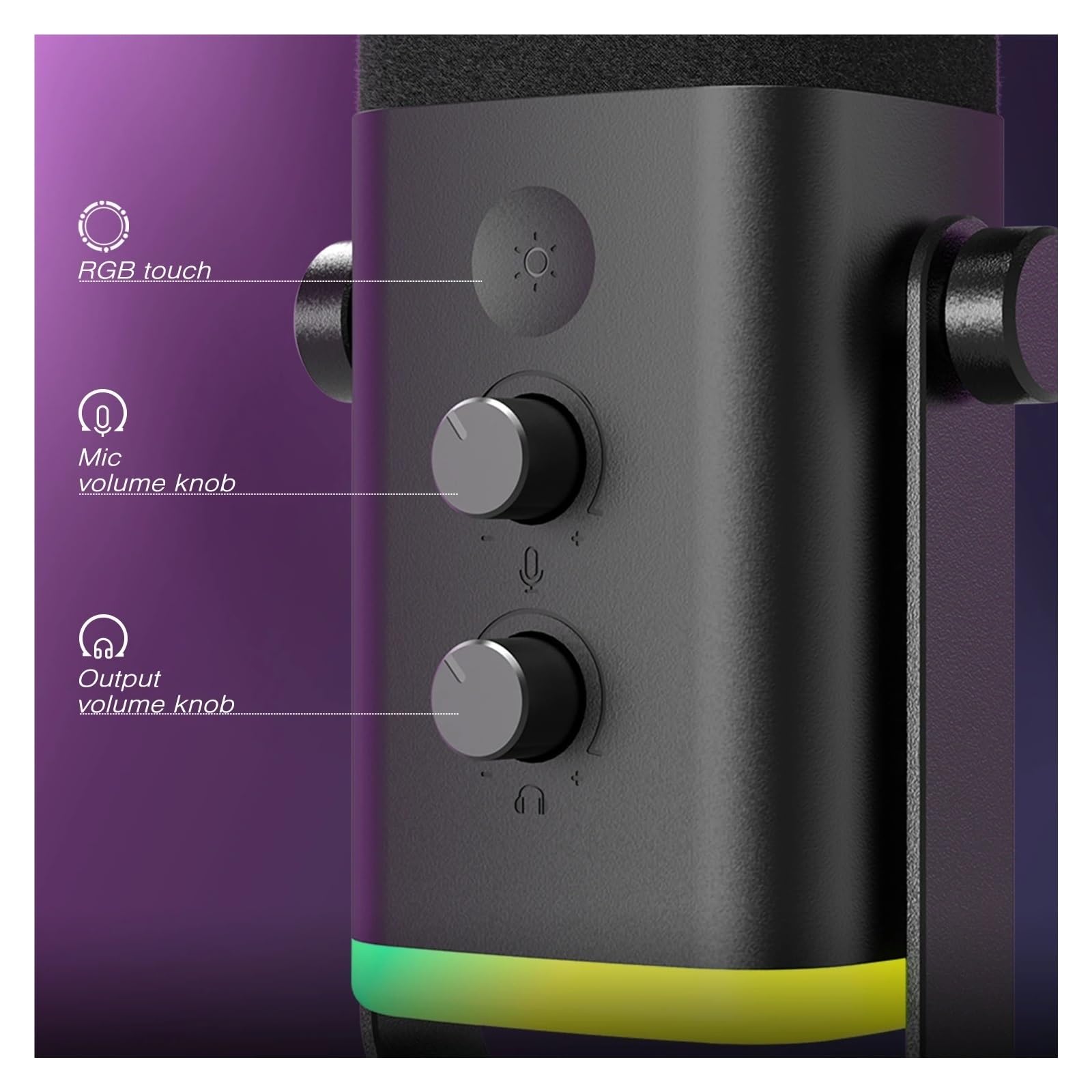 Mikrofon Dynamiczny USB/XLR Z Przyciskiem Wyciszania Dotykowego, Gniazdo Słuchawkowe, Elementy Sterujące We/wy, Mikser PC PS5/4, Do Gier Czysty OdbióR DźWięKu(AM8W)