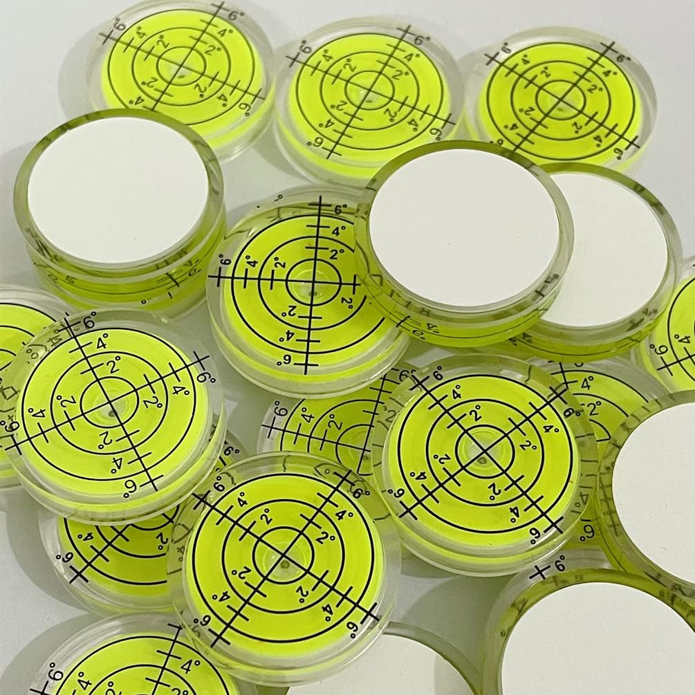 Double Sided Adhesive Bubble Level 32x7MM Stick Back Level Small Circular Bubble Spirit Levels Instruments Measuring Tools, 6Pcs