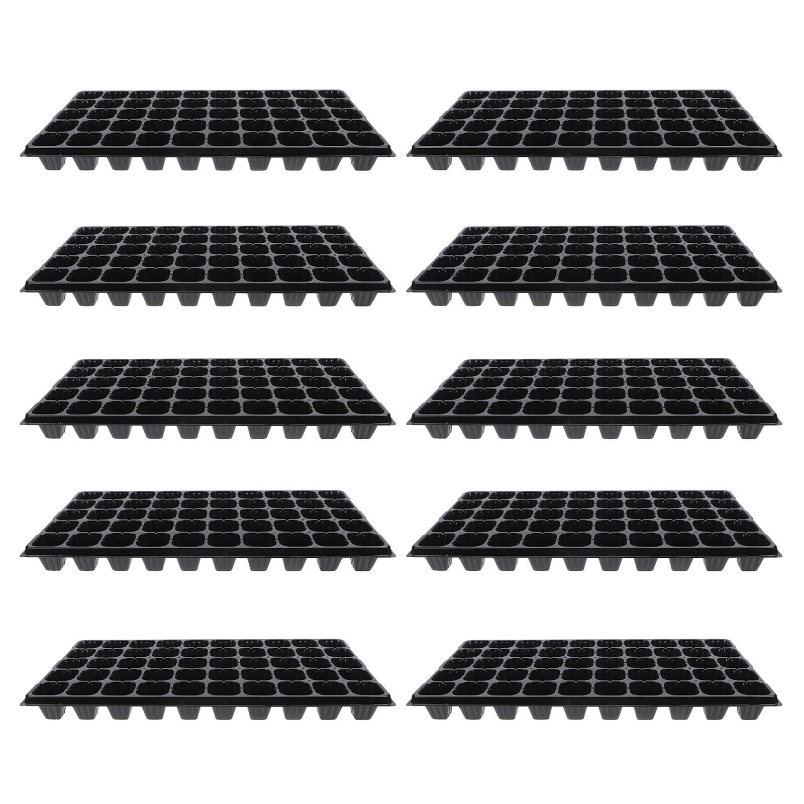 Hemobllo Bandeja de Semillero de 50 Orificios PP Negro 10 Piezas | Jardinería, Diseño Transpirable y Estable, Formato Práctico para Cultivo de Plantas