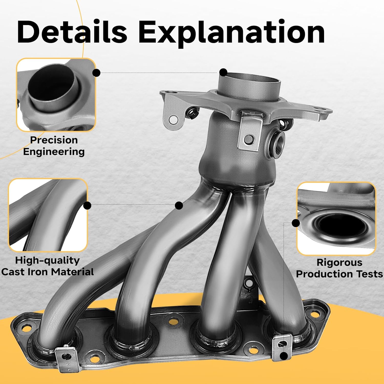 Right Engine Exhaust Manifold Kit, Fit for Scion xD 2008-2012 & Toyota Corolla/Matrix 2009-2010 L4 1.8L, OE 674-812, 171410T040, 1714137050, 1714137051