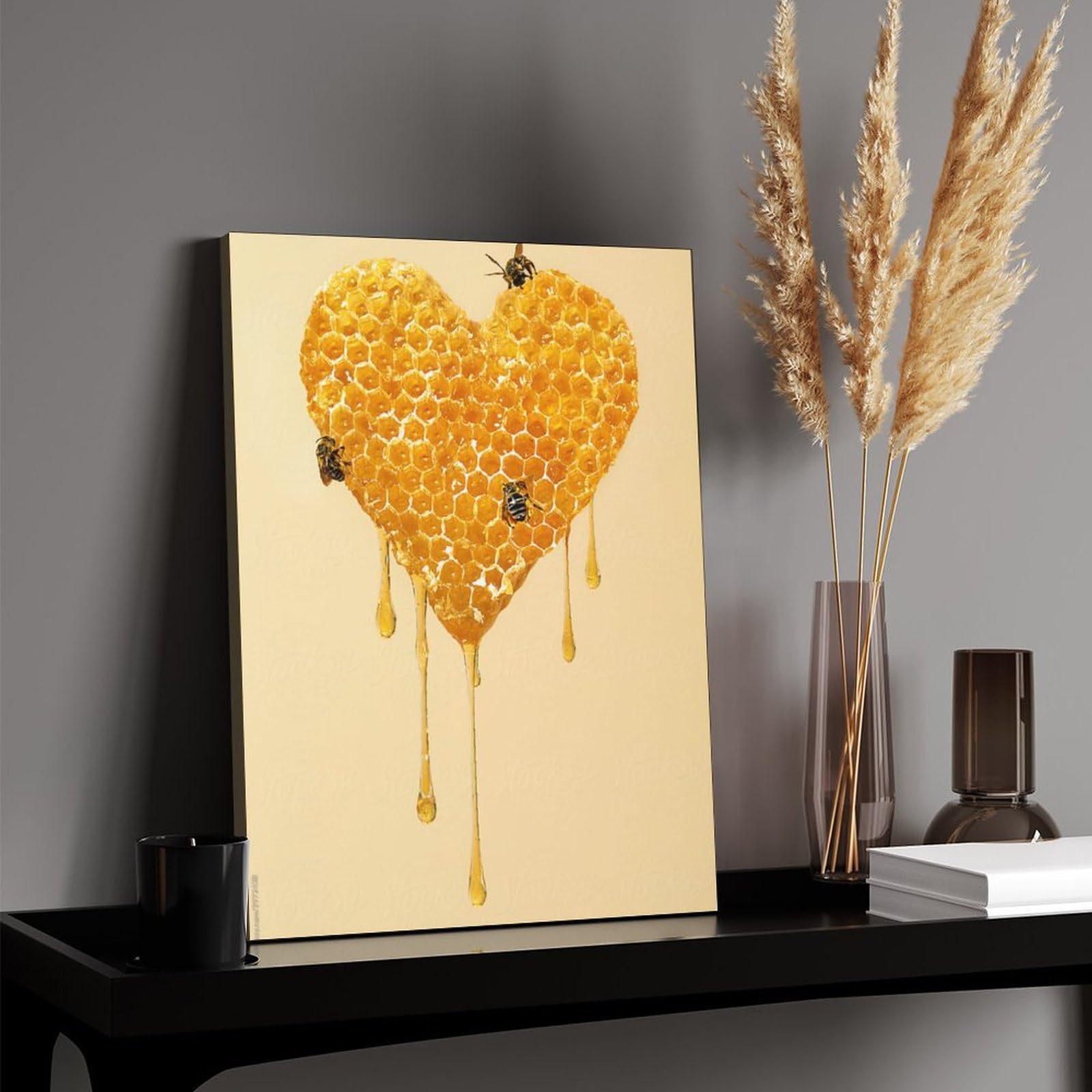 Amazon.co.jp: 絵画 ハート型のハニカムインテリア 絵画 はちみつ