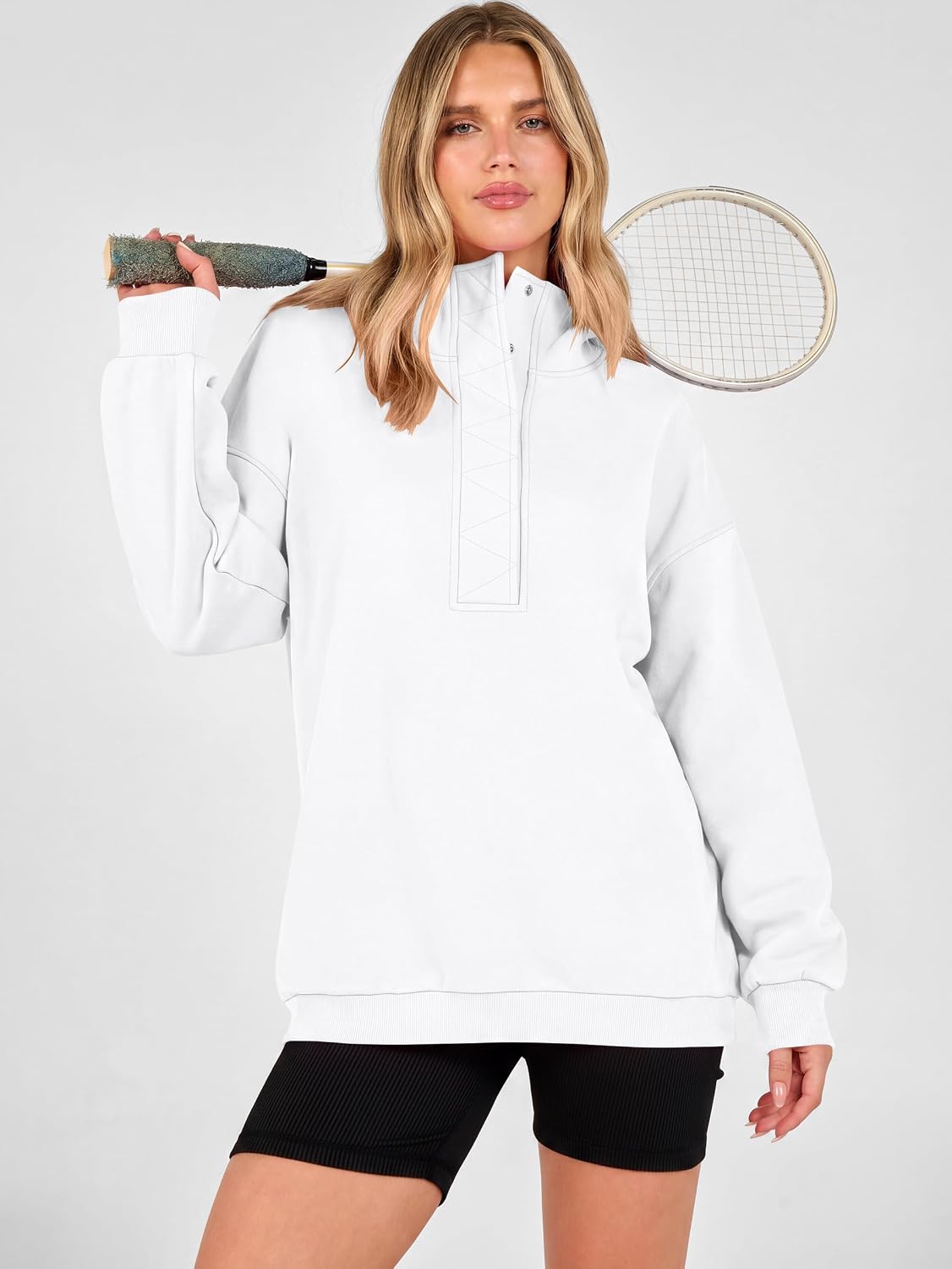 ANRABESS Hoodies for Women Henley Collar Oversized Sweatshirt image 4