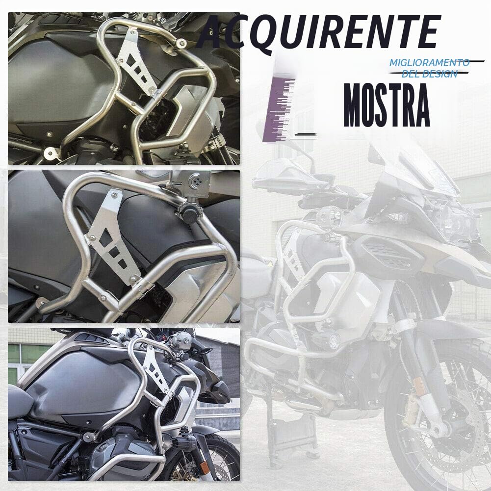 Protezioni laterali per serbatoio in acciaio inossidabile per moto Highway Crash Bar Prolunga per protezione motore per R1250GS Adventure R 1250 GS R 1250GS ADV 2018 2019 2020 2021 2022 2023