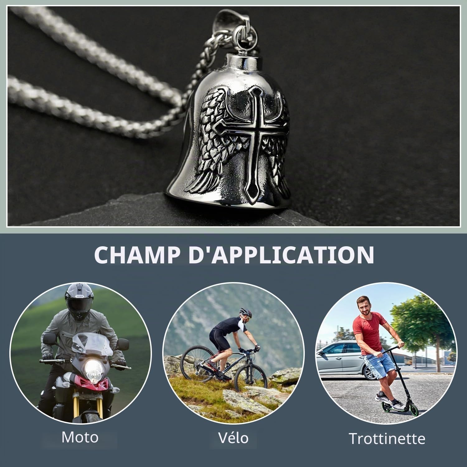 XNZMYN 2 Pièces Fahrradglocke, ölig Guardian Bell Motorrad, Motorrad Glöckchen, Motorrad Glocke Glücksbringer mit Ring Zum Aufhängen, für Segne Den Frieden