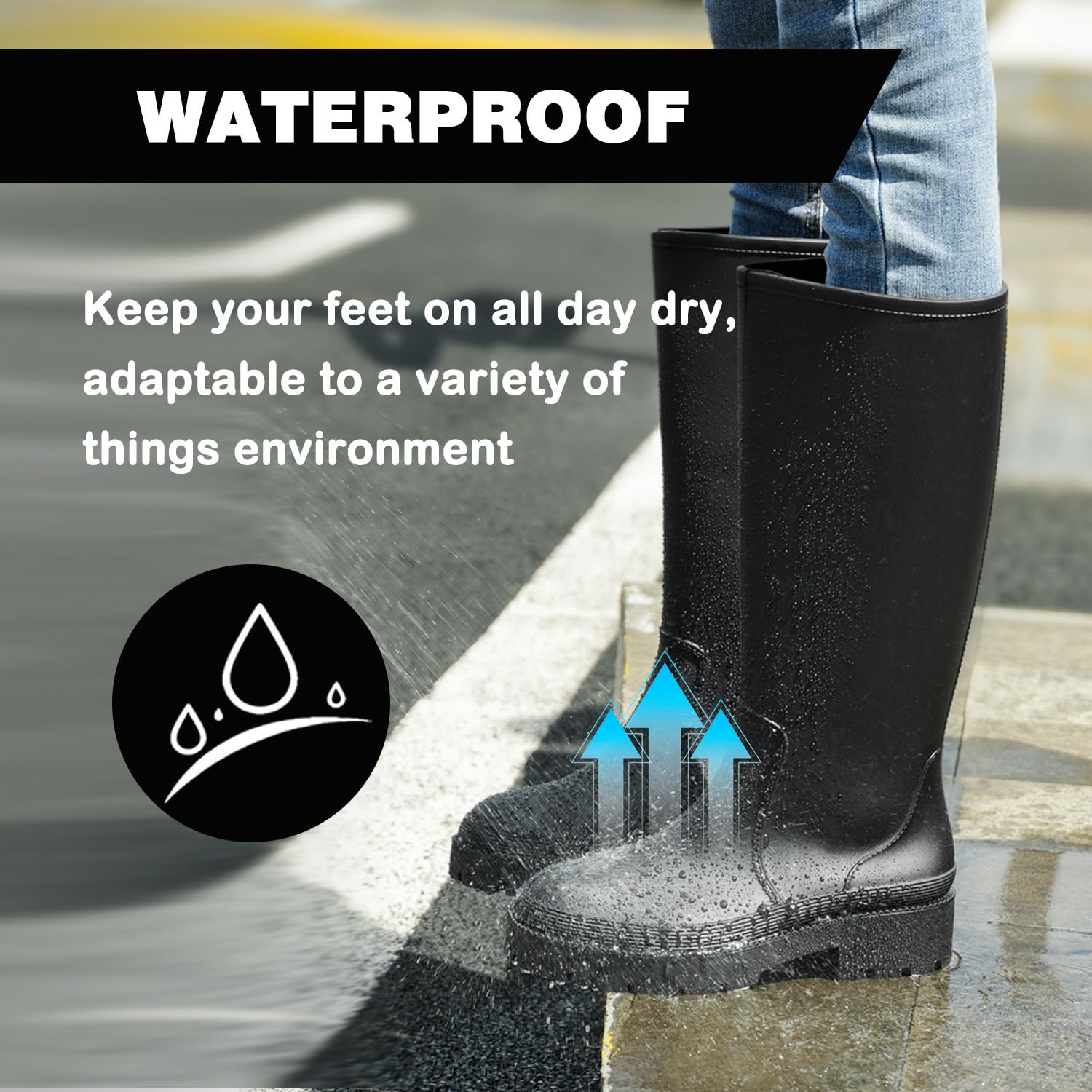 Lvptsh Botas de Agua Mujer Altas Caucho Impermeable Zapatos de Lluvia Wellington Antideslizante