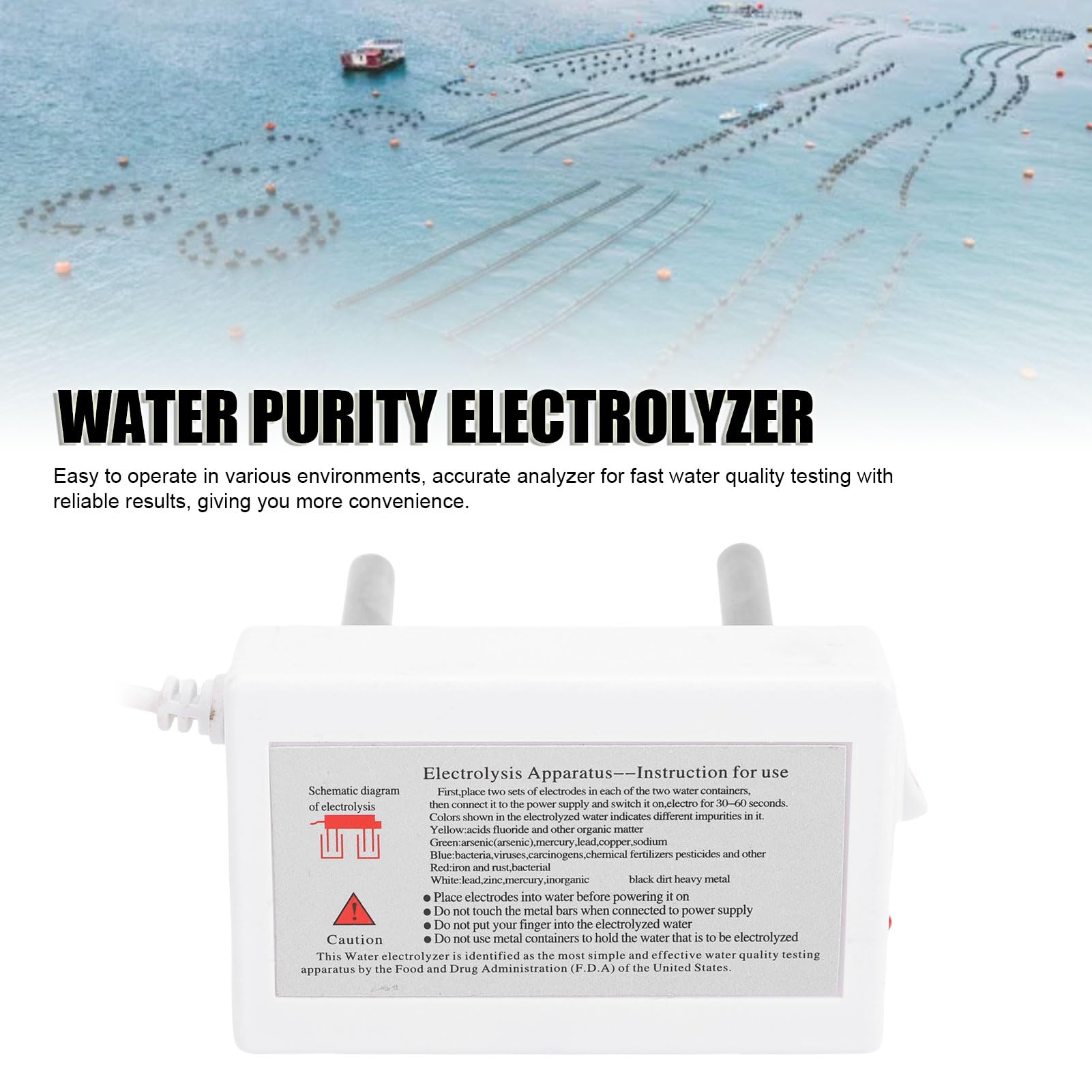 Bewinner Electrolizador de Calidad del Agua para el Hogar, Herramienta Portátil de Electrólisis TDS con Barra de Hierro, Analizador de Pureza de Agua Rápido y Preciso para Grifo, (Enchufe europeo