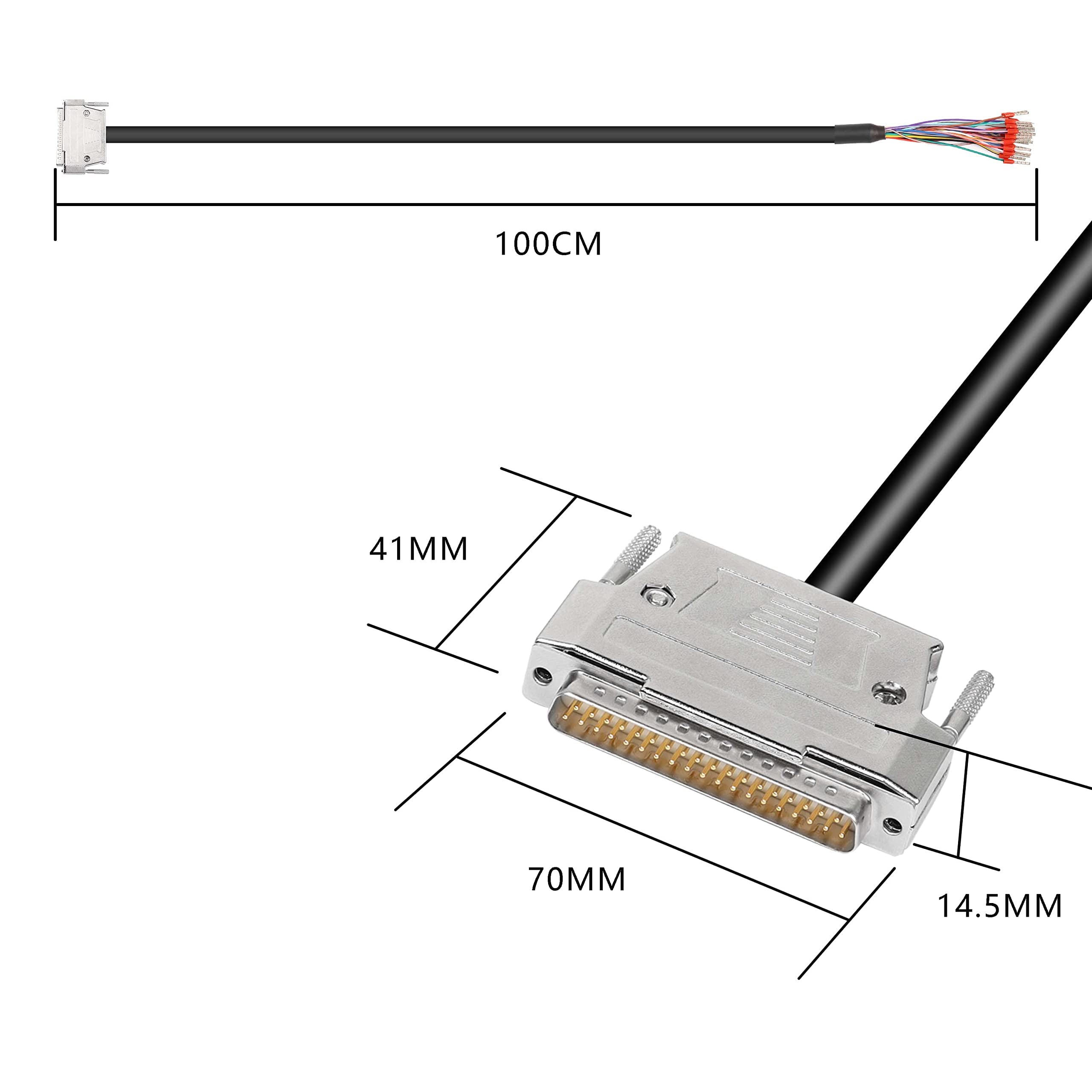 XMSJSIY Adaptateur de connecteur db37 câble d'extension série à 37 broches sans soudure câble de remplacement de prise de port à 37 broches avec fil nu - 1M (db37 mâle)