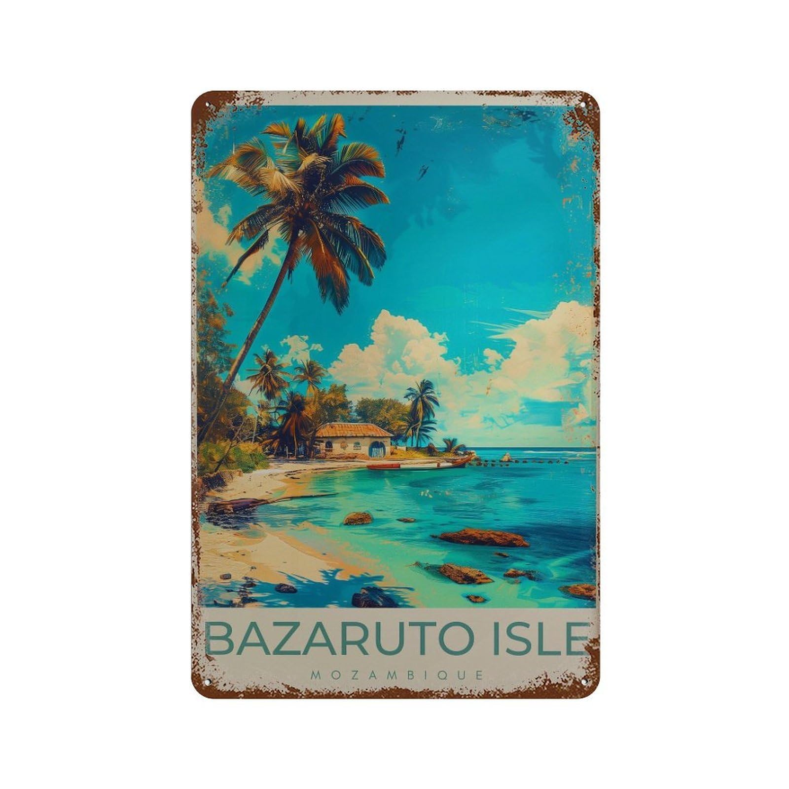 xiaoxiaoshen Bazaruto Isle Travel Mozambique Island Wall Decor Art Metal Tin Poster Modern Home Decor Art Home Bar Shop Decorations Vintage Sign 30x20cm