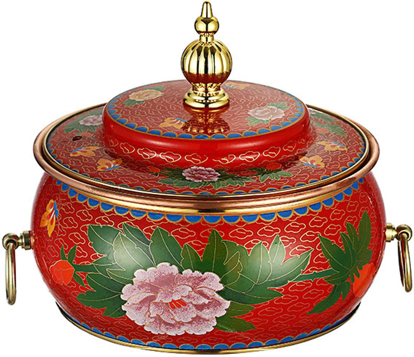 Hot Pot Beijing Chinese Copper Chafing Dishes Single Person Small Copper PotShabu Shabu Pot Cloisonne Hot Pot for Electric Induction,E
