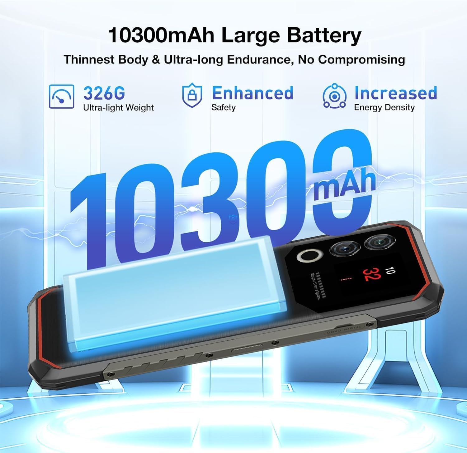 DOOGEE Blade 10 Max with its 10300mAh battery highlighted