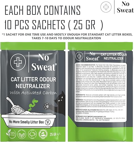 Miniatura 6 de No Sweat Neutralizador de olores de arena para gatos de carbón activado, hecho de cáscara de coco, todo natural, sin ingredientes químicos, tóxicos,