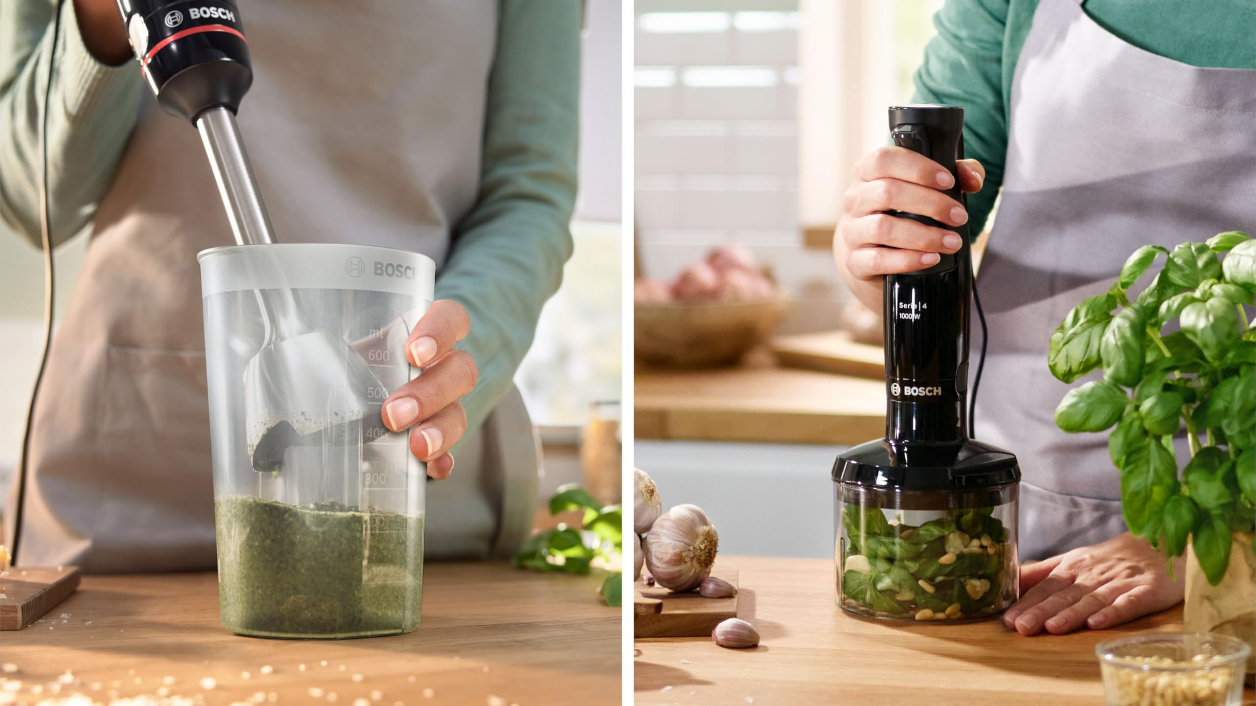 Bosch MSM4B620 Frullatore a Immersione, Potente, 1000 Watt, Accessori, Nero | ErgoMaster Serie 4, Frullatore a Immersione, Regolazione Dinamica della Velocità, 4 Lame in Acciaio Inox, Made in Europe