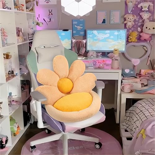 Miniatura 10 de Ditucu Almohada para silla con forma de flor, cojín de asiento lindo de 21 pulgadas, cómodo sofá perezoso, almohadas de suelo, asiento de dormitorio