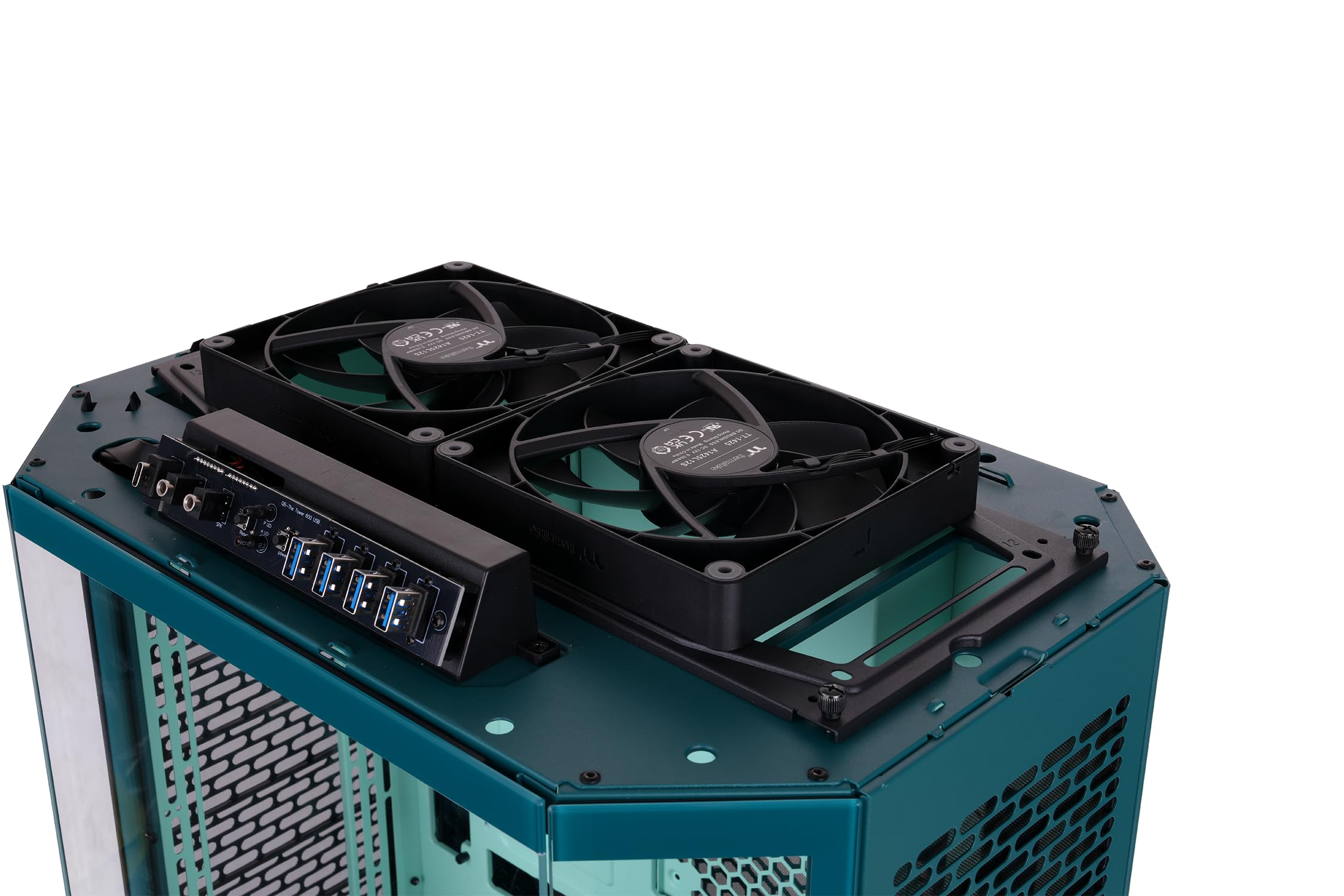 Thermaltake The Tower 600 | Ośmiokątna obudowa typu mid tower ATX | 2 fabrycznie zainstalowane wentylatory 140 mm | Wentylacja pionowa | Niebiesko-zielony Teal