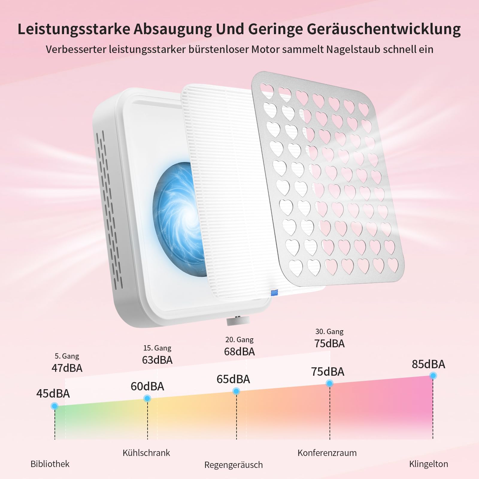Kabellose Staubabsaugung für Nägel, 56W Nagelstaubsauger Akku mit 2 Filters,Nagelstaubreiniger für Acryl- und Gelnägel, Salon und Zuhause mit 1 Bürste