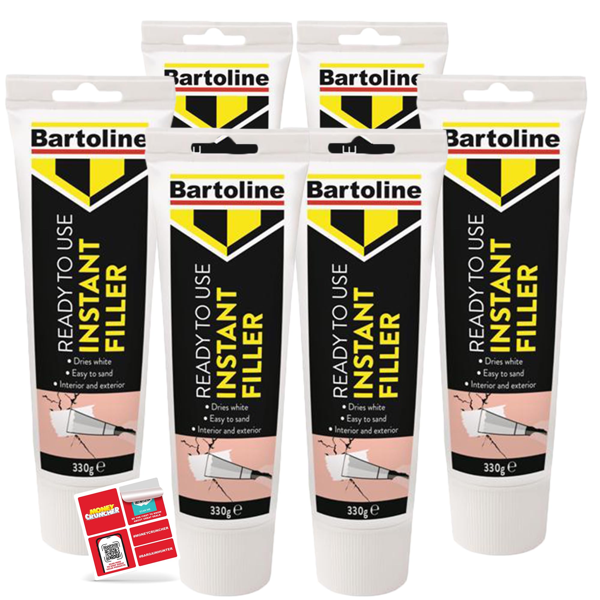 SOL 6pk 330g Bartoline Ready to Use Instant Filler - Wall Hole Plaster Repair Filler, Easy-to-Use Ready Mixed Wall Filler for Cracks, Holes & Home Maintenance