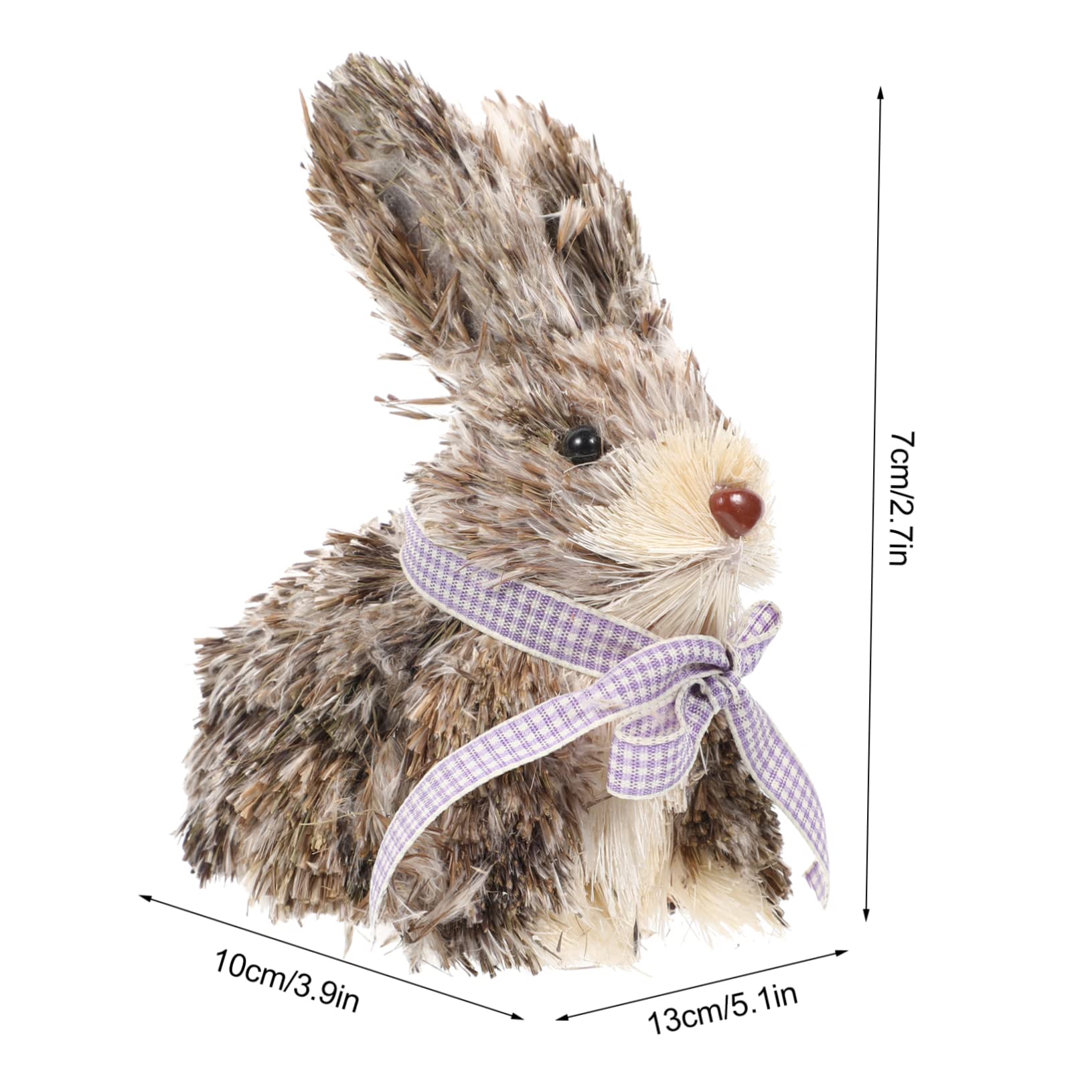 GRIRIW Hand-Woven Rabbit Ornament Lifelike Straw Bunny Decor for Easter Decor