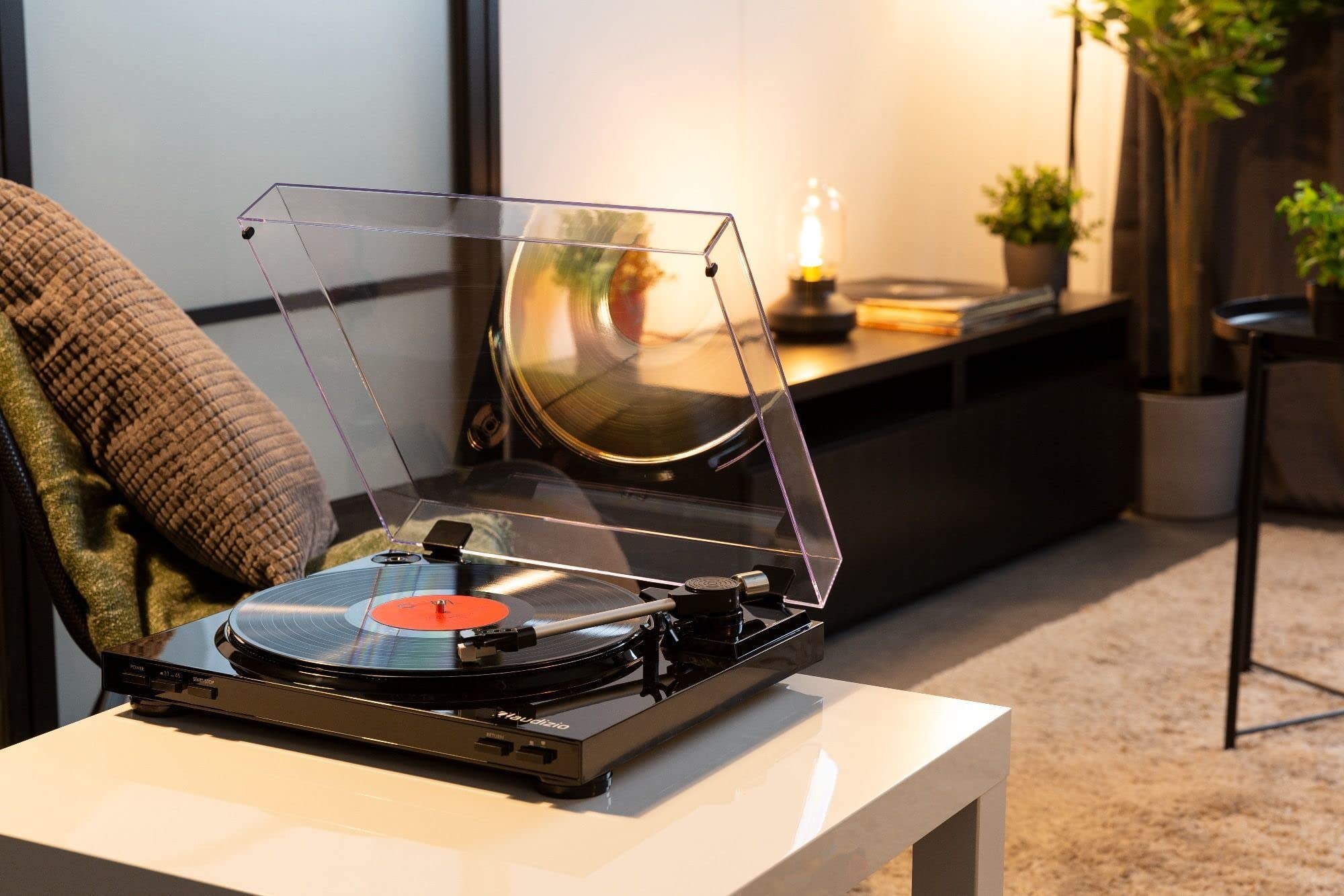 Audizio RP310 Platine Vinyle - Noir, Tourne-Disque avec Retour Automatique, 33 et 45 Tours, Cellule Audio Technica, Sortie HiFi RCA, Idéale pour Écouter Vos Anciens Vinyles