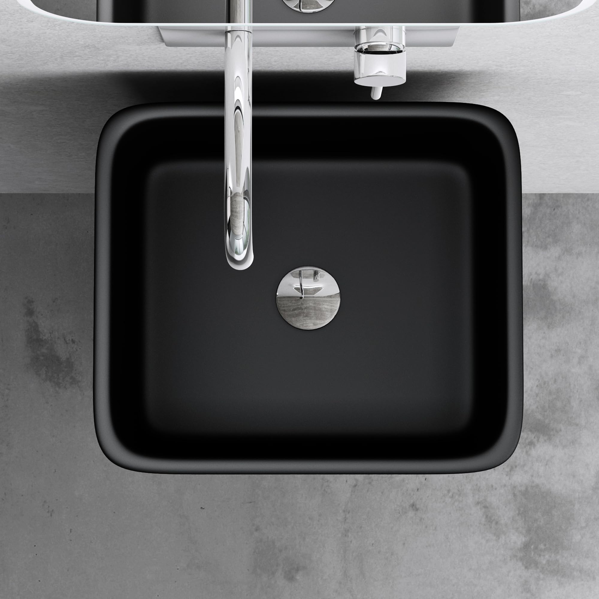 doporro Lavabo Colonne Noir Vasque sur Pied Lave Mains Rectangulaire Solid Surface 40x35x80cm Colossum31